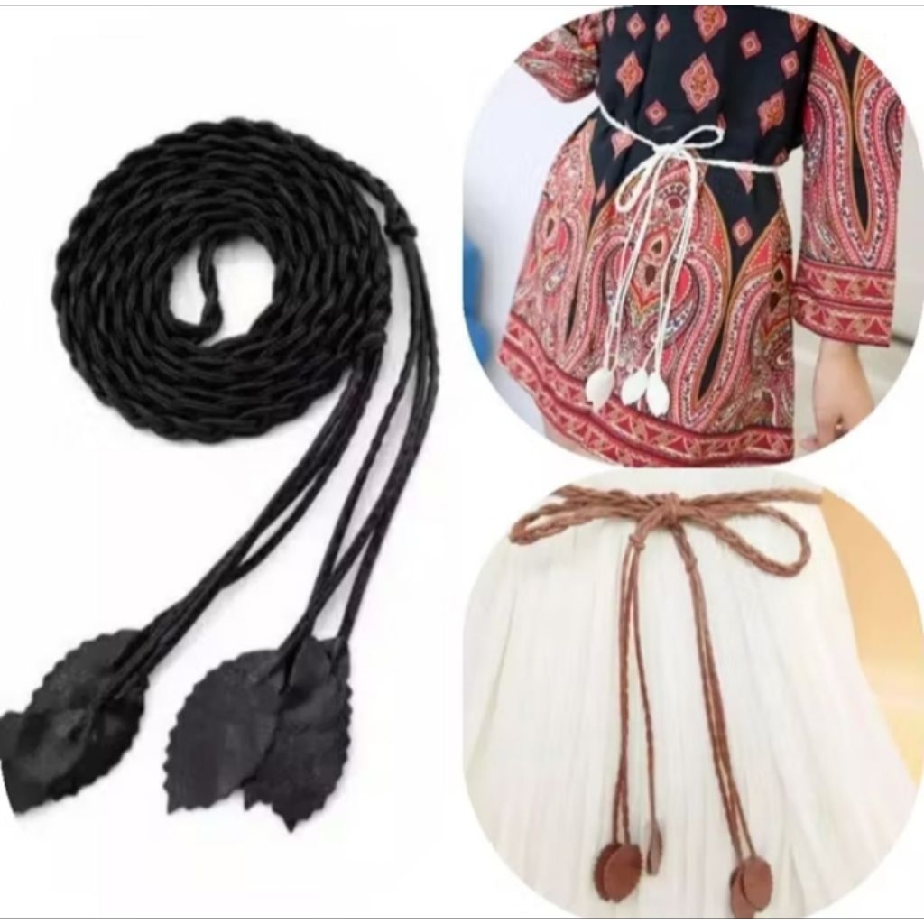 ikat pinggang / ikat pinggang kepang daun / fashion wanita / ikat pinggang wanita