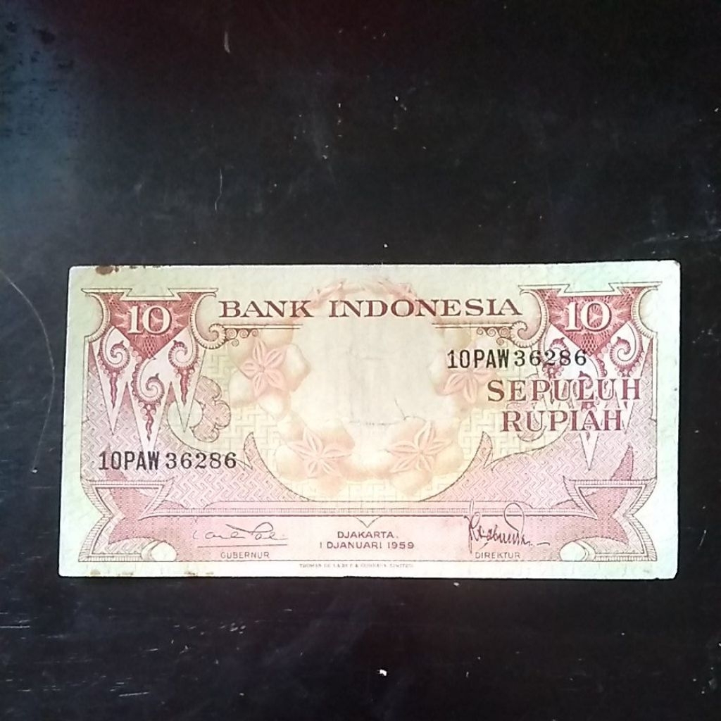 UANGKUNO 10 RUPIAH BUNGA THN 1959