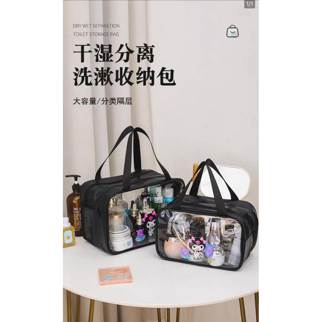 Top Handle Bag / Tas Tenteng Mica PVC Transparan Double Zipper L dan M