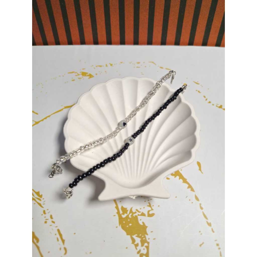 MIKAILA - [ ISI 2 ] Gelang Manik Twin / Gelang Kembar / Gelang Manik Kembar Hitam dan Putih