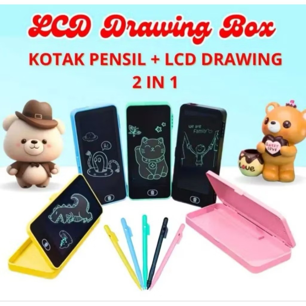 

Kotak Pensil Case Besar LCD Writting Drawing Box Case Ukuran Besar Pencil Drawing Pad Edukasi 2in1