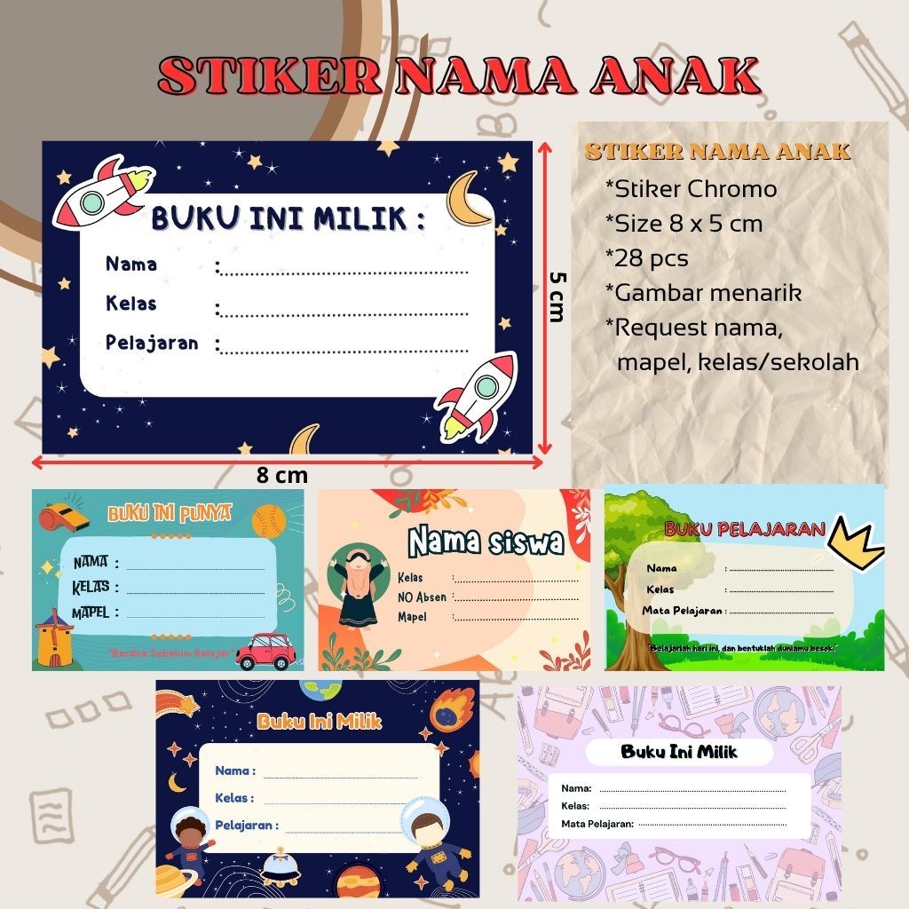 

Stiker Nama Buku Anak Murah 28 pcs