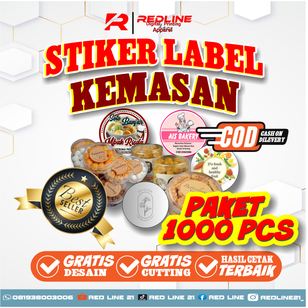 

(1000 pcs) Cetak Stiker Label Makanan & Minuman Bahan Bontaq Chromo Vinyl Transparan A3+ Printer Laser