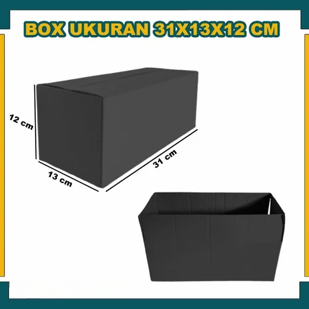 

(10pcs) Box Hampers Kemasan Kado Hadiah Souvenir Dus Snack 31x13x12cm Motif Full Hitam