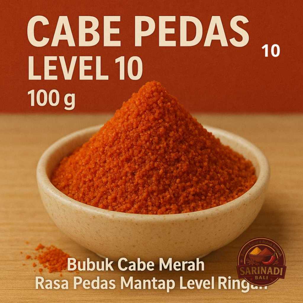 

Cabe Pedas Level 10 100gram Kiloan Bubuk Cabe Merah Rasa Pedas Mantap Level Ringan
