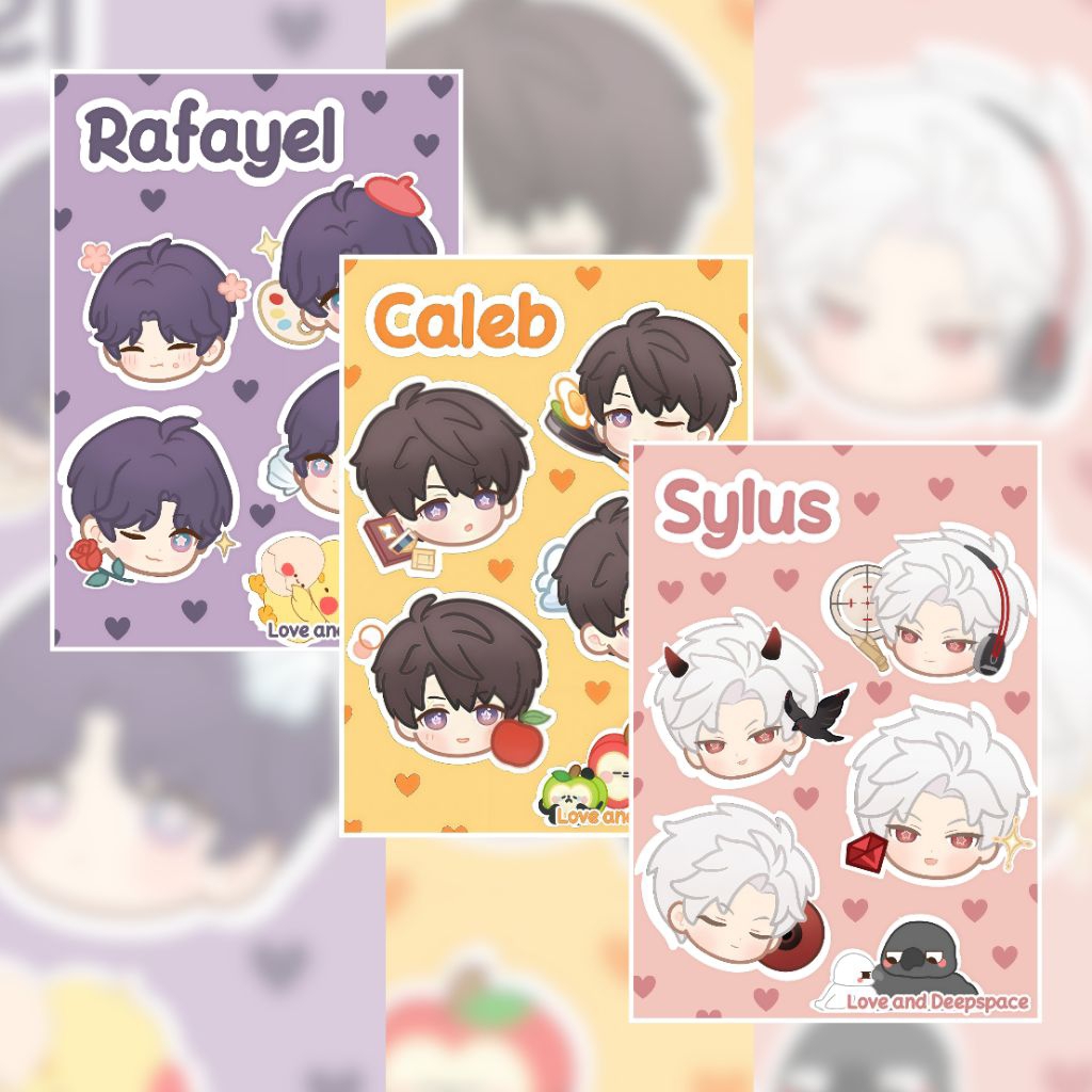

Ready Stock 1 Pack isi 3 Sticker A6 Kiss Cut Love and Deepspace Fanmade – Rafayel, Sylus, Caleb