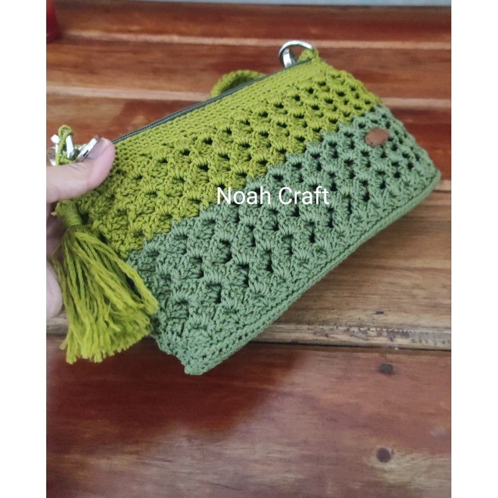 tas rajut slempang mini 2 resleting