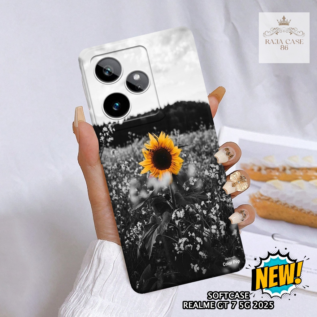 Case Realme GT 7 5G 2025 - Rajacase - casing Realme GT 7 5G - Motif case Bunga - Pelindung handphone