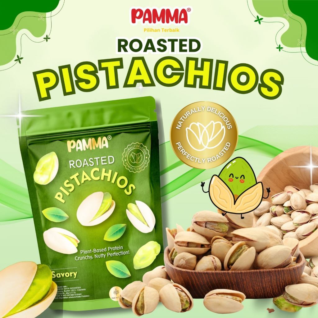 

PAMMA Roasted Pistachios, Kacang Pistachio Panggang 60g Pack