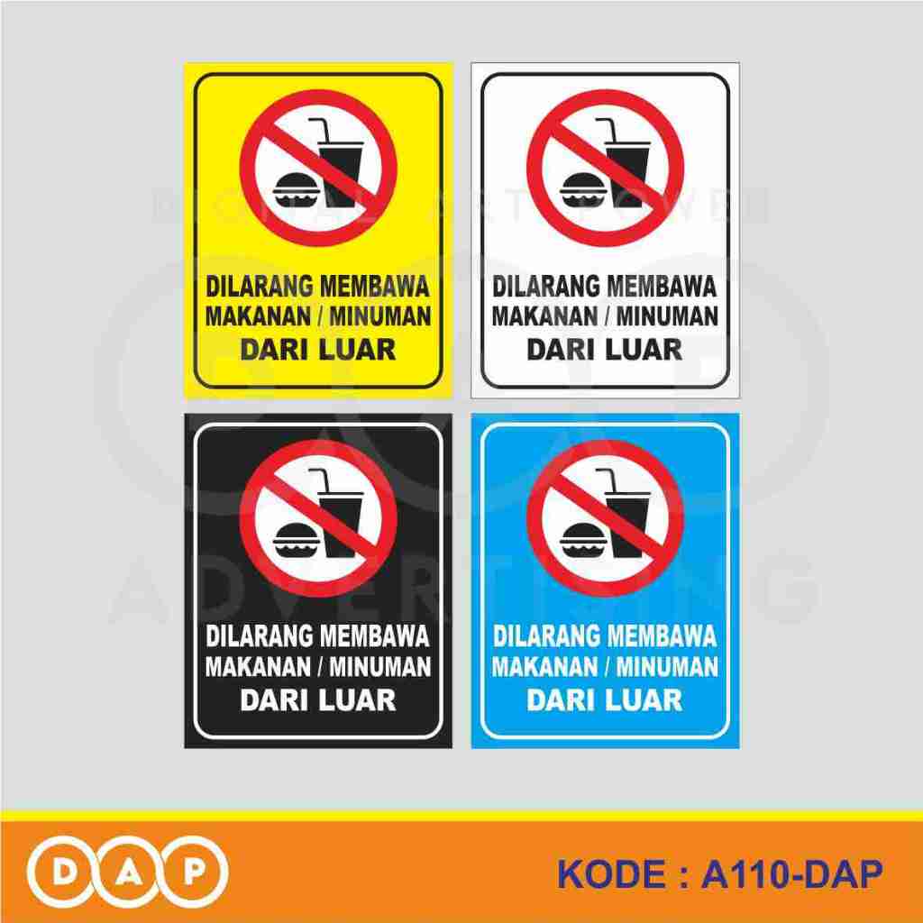 

A110 - Acrylic Sign, Stiker Akrilik Dilarang Membawa Makanan Dari Luar, Tahan Air, dan Bisa Custom