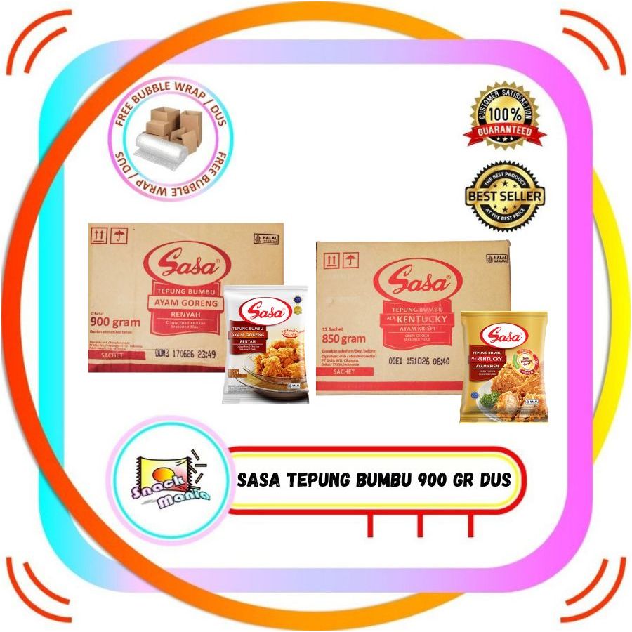 

SASA Tepung Bumbu Ayam Goreng Renyah ~ 900 gr - Kentucky Ayam Krispi 850 gr DUS 12pcs