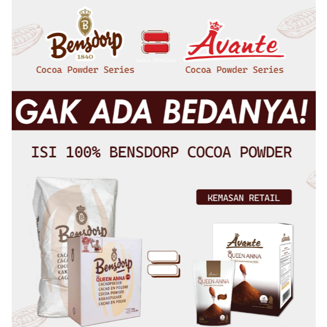 

Avante Queen Anna 100gr / Bensdrop Bubuk Cokelat / Bensdorp Pure Cocoa Powder / Coklat Murni