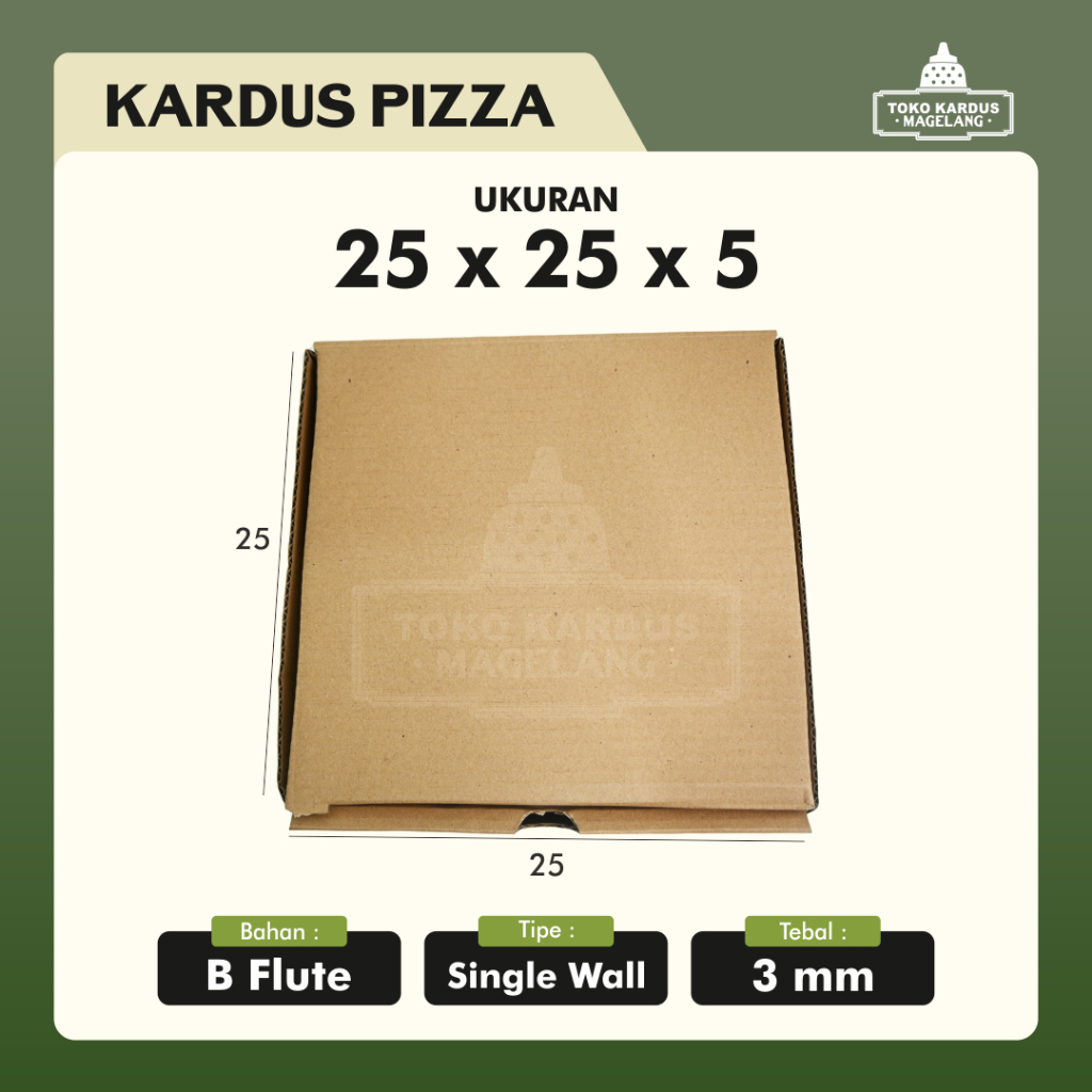 

Kardus Box Pizza Diecut 25x25x5 Cm