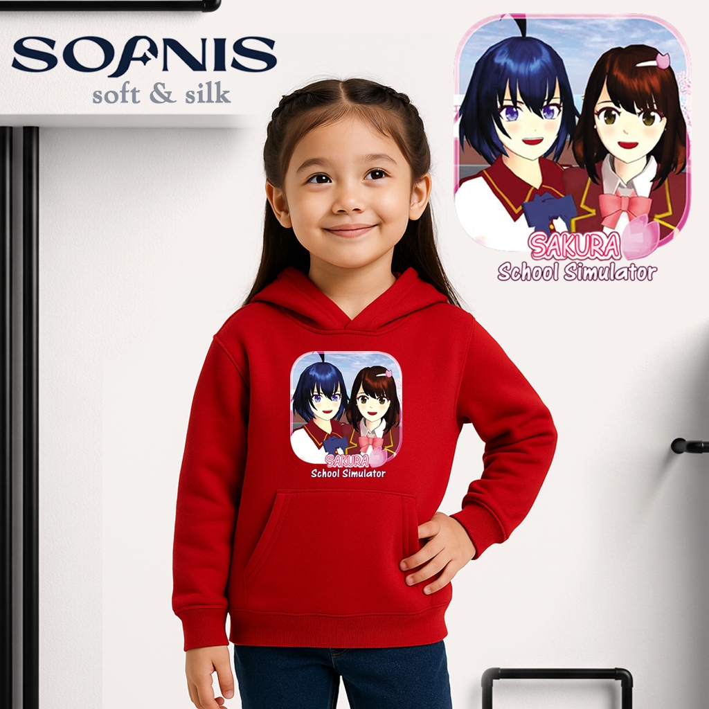 Hoodie Anak Sakura School Simulator 1–10 Tahun – Jaket Sweater Anime Lucu Cewek Fleece