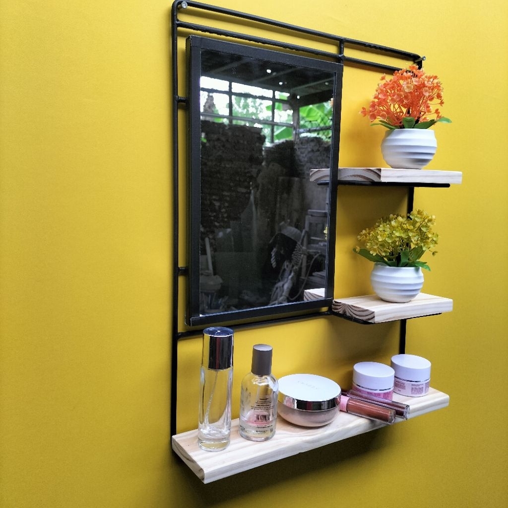 Tolet Rias Minimalis,Tolet rias estetik,Tolet Dinding Kosmetik,Meja Rias Dinding,Rak Meja Rias Tempe