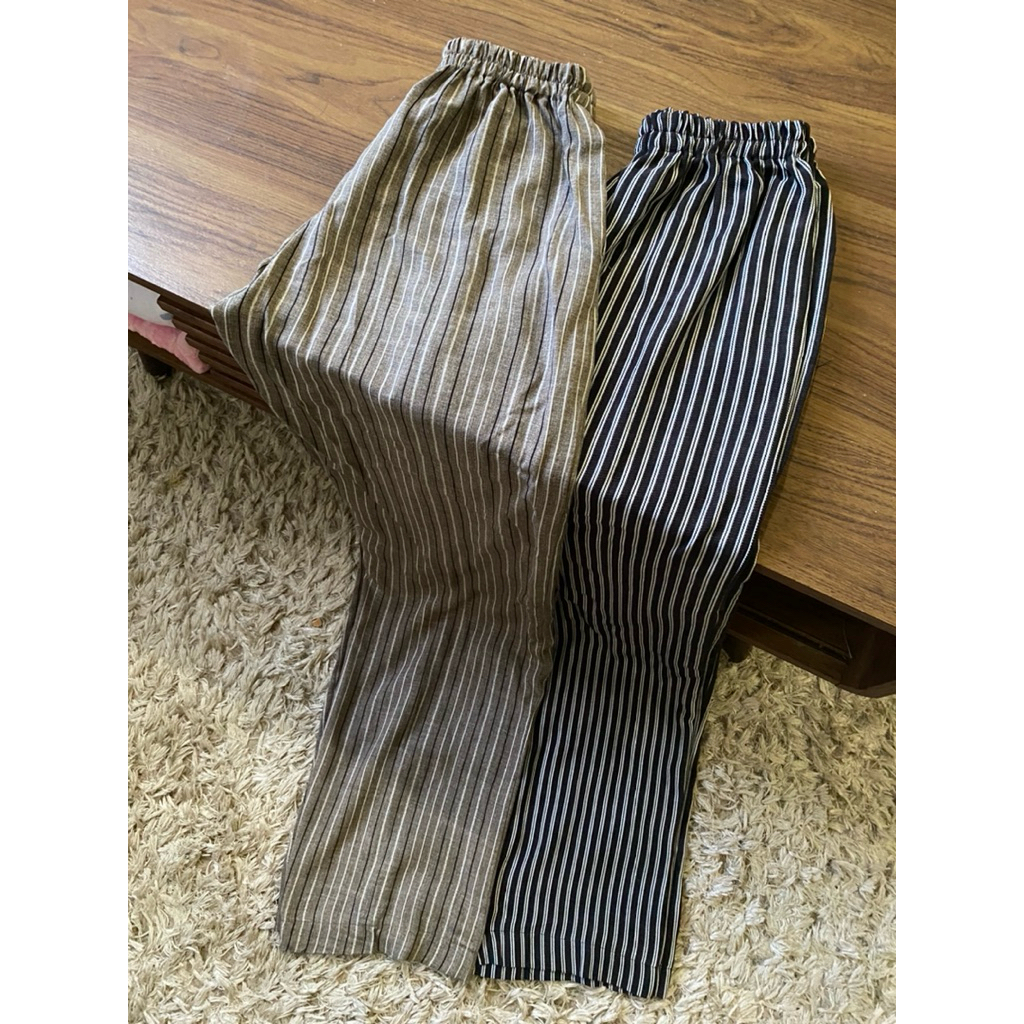 IZYCLOTH | Everyday Pants Rayon | Celana Panjang Wanita | Motif Garis | Kulot Adem