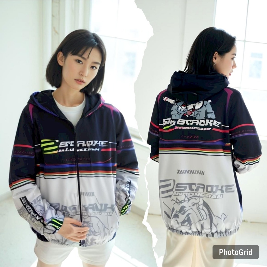 Jaket Racing 2Stroke Bahan Parasut Anti Air Stok Terbatas