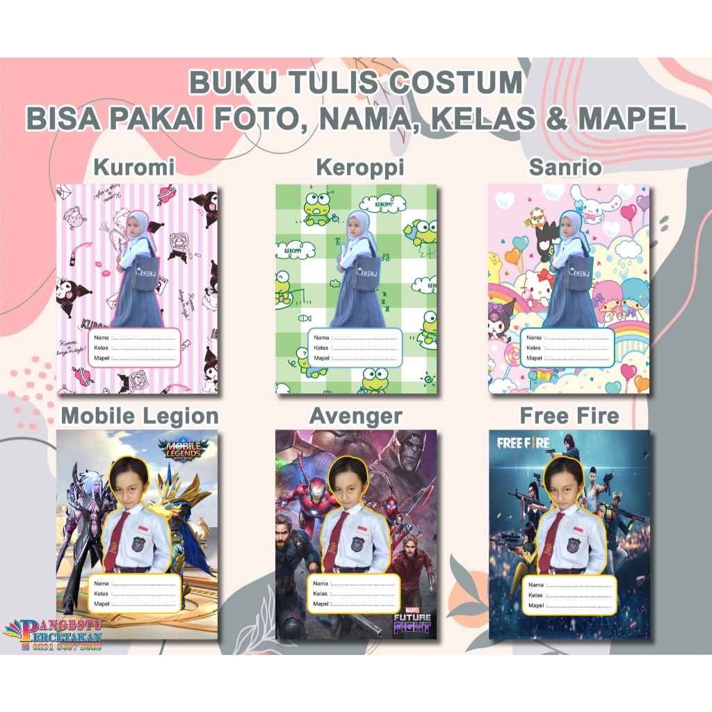 

Buku Tulis Costum Bisa Pakai Foto, Nama, Kelas & Mapel