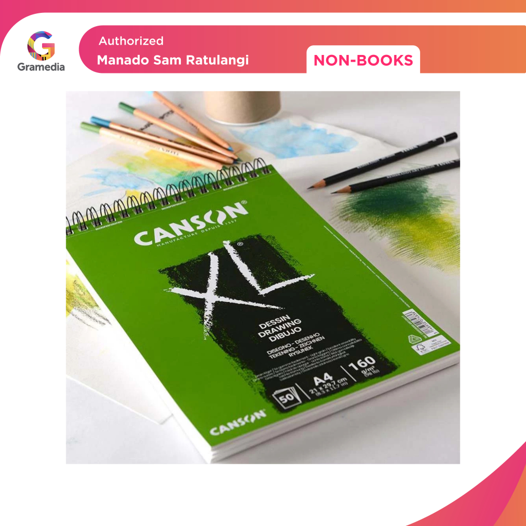 

Gramedia Manado-Canson Sketchbook XL Drawing A4 50 Lembar