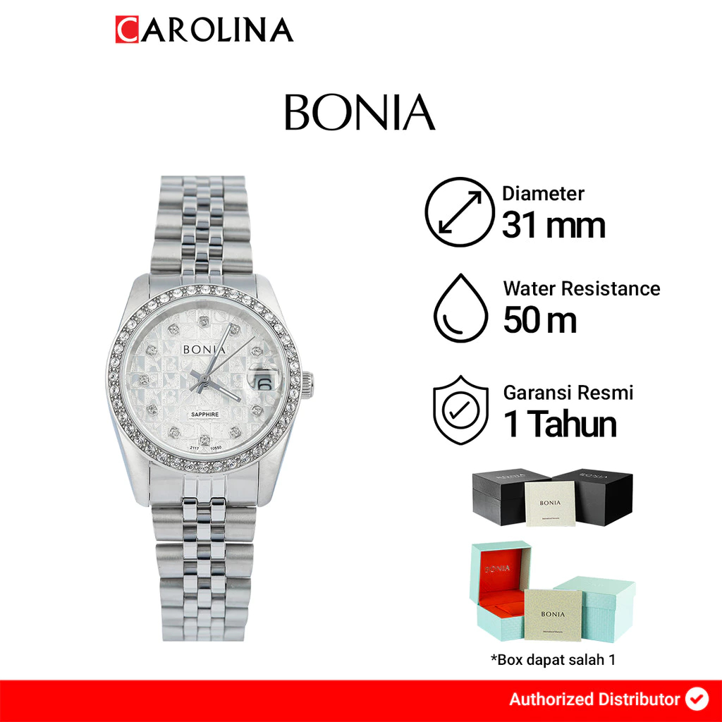 Jam Tangan Wanita BONIA B10550-3316S Silver Dial Silver Stainless Steel