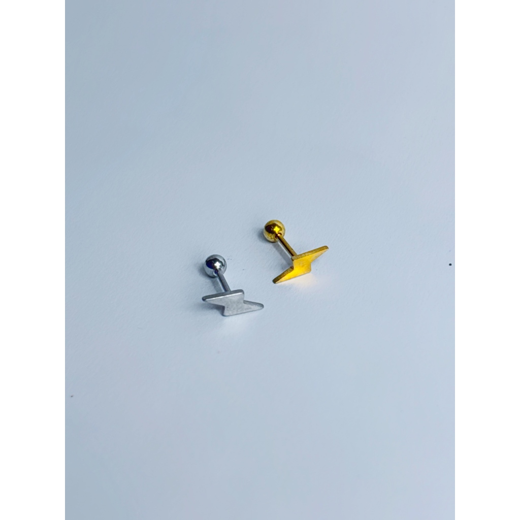 Anting Piercing Halilintar Titanium | Warna Gold & Silver