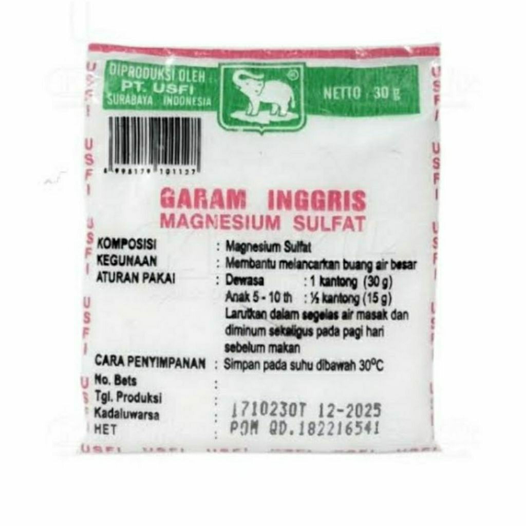 

Garam Inggris Cap Gajah / Melancarkan Buang Air Besar