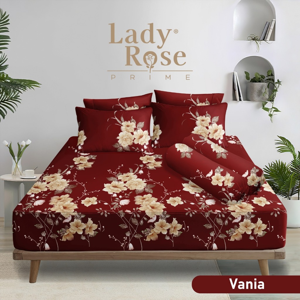 LADY ROSE - Sprei Flat / Seprei Karet King Size Uk 180x200 Bantal 4 Guling 2 New Motif Terbaru