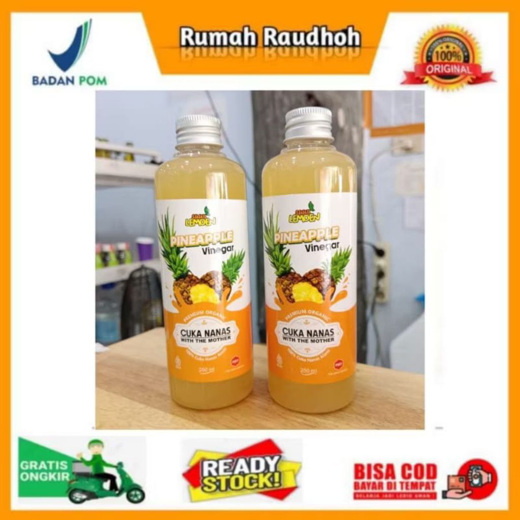 

CUKA NENAS 250 ML ORIGINAL WITH MOTHER SUUR LEMOEN - CUKA NENAS ORGANIK MURNI TANPA CAMPURAN