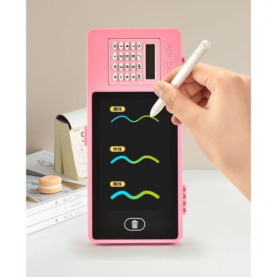 

Kotak Pensil Case KalkulatorLcd Writing Drawing Box Case Ukuran Besar Pencil Drawing Pad Edukasi 2in1
