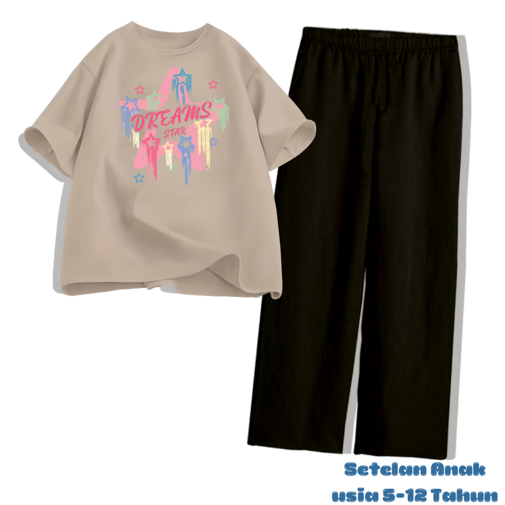 Setelan Anak Baju Celana Kulot Panjang usia 5-12 Tahun DREAM STAR