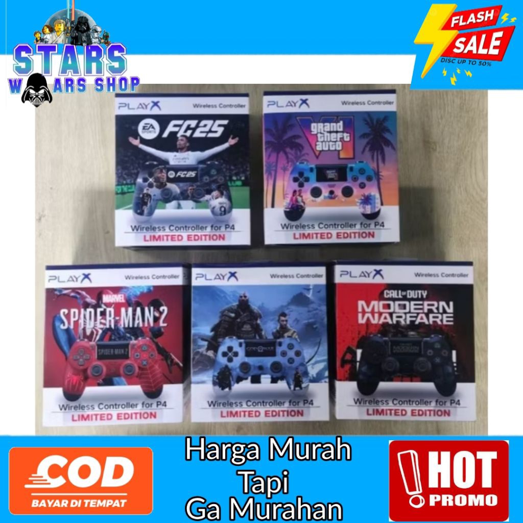 Stik Stick PS4 OP / Stik PS4 PLAY X Motif Corak PS4+Packing+Kabel Charger Motif Baru