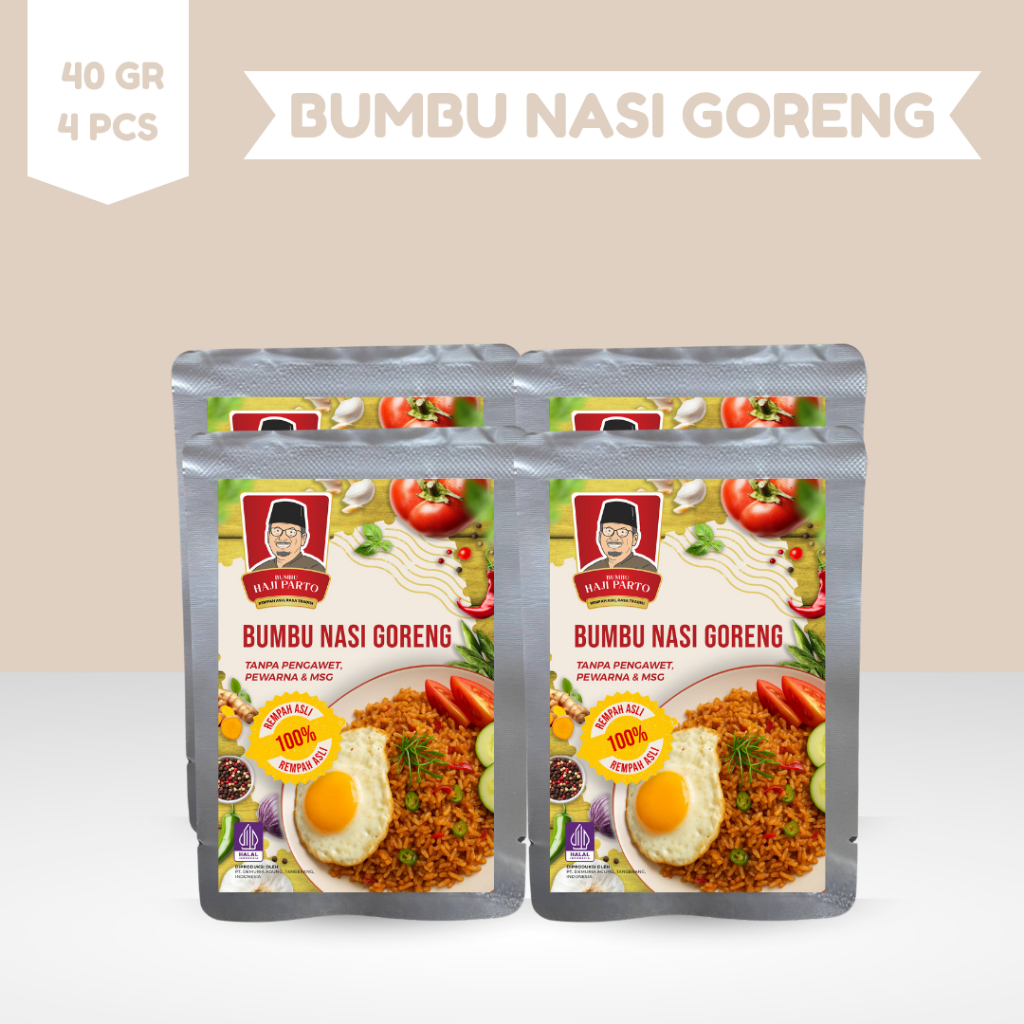 

Paket 4 PCS Bumbu Nasi Goreng Haji Parto 40 gram - Tanpa MSG & Tanpa Pengawet