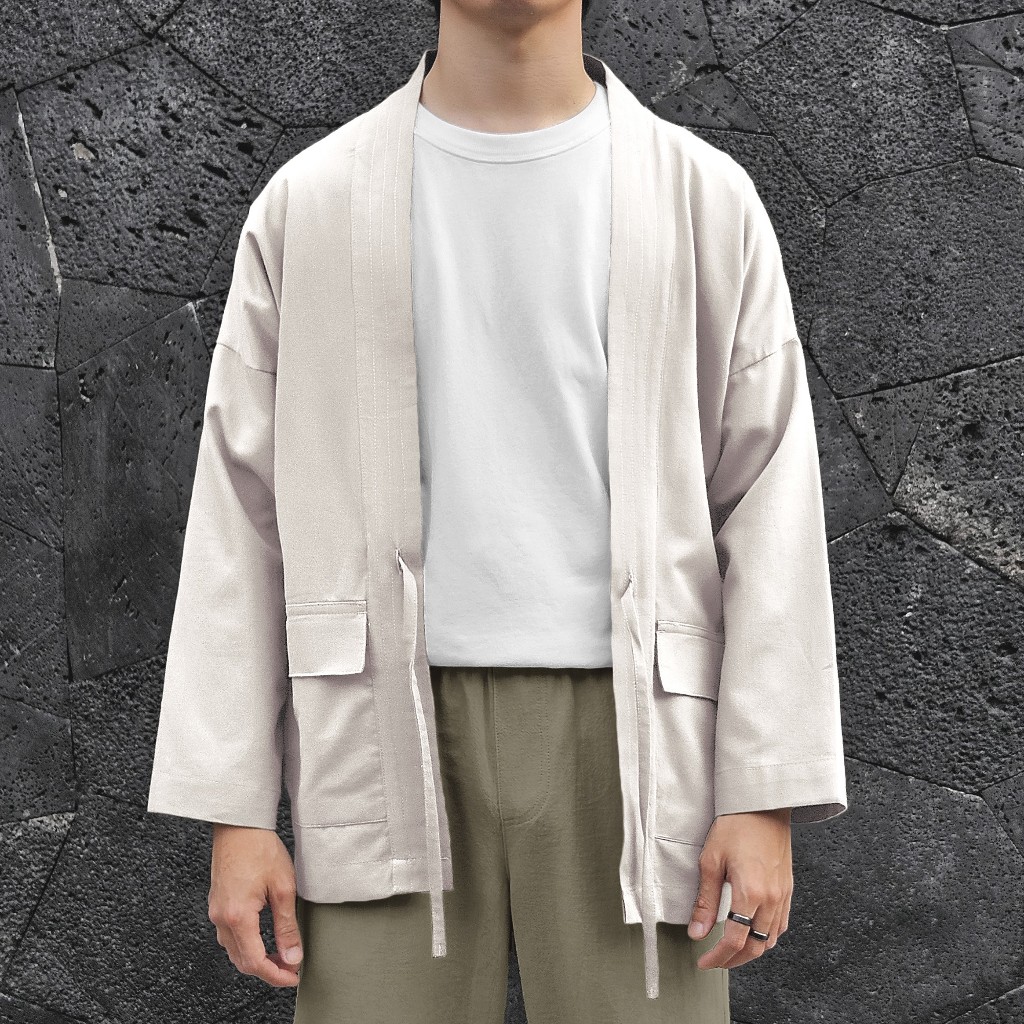 UFORMELL Shinoda Oversized Casual Kimono Bone White [ Kimono Casual Pria ]