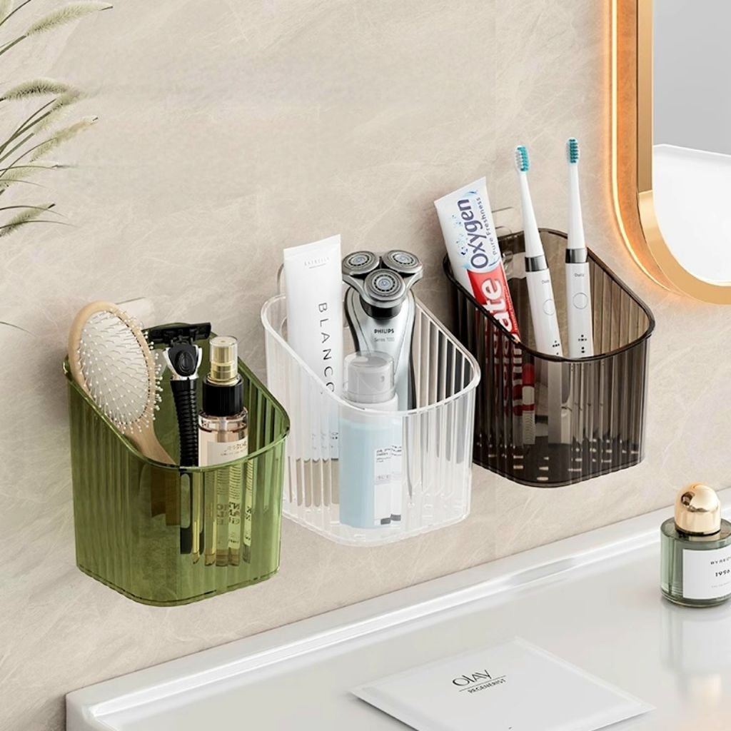 LMH PG8721  Kotak gantung Wadah Tempel dinding Tembok Holder Pulpen Kotak Makeup Tempat Sikat Gigi R