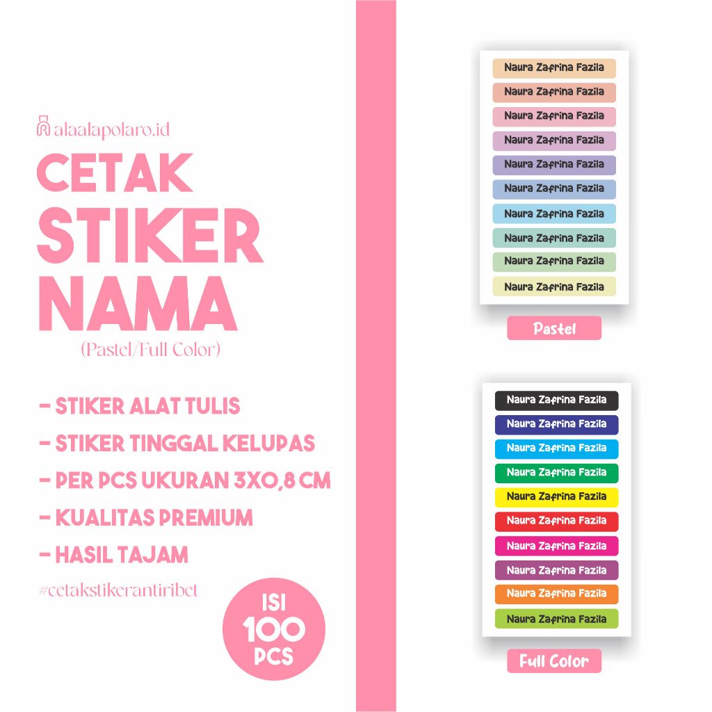

Cetak Stiker Nama Alat Tulis (Pastel/Full Color)