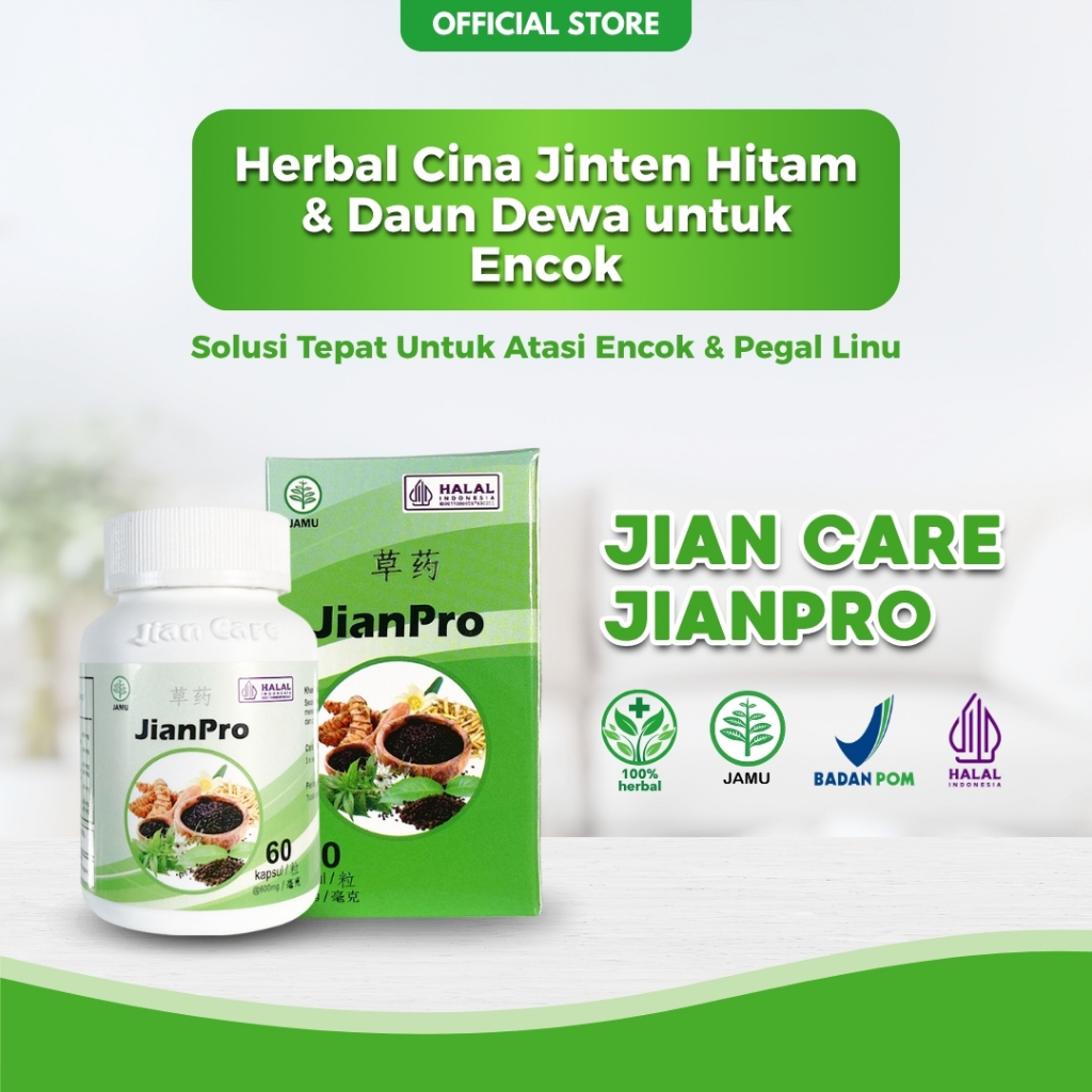Jian Care Jianpro - Obat Herbal Cina 100% Alami untuk Encok & Pegal Linu Isi 60 Kapsul