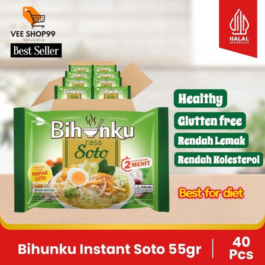 

Bihunku Instan - Soto - 1 karton - 40 Pcs - 55gr