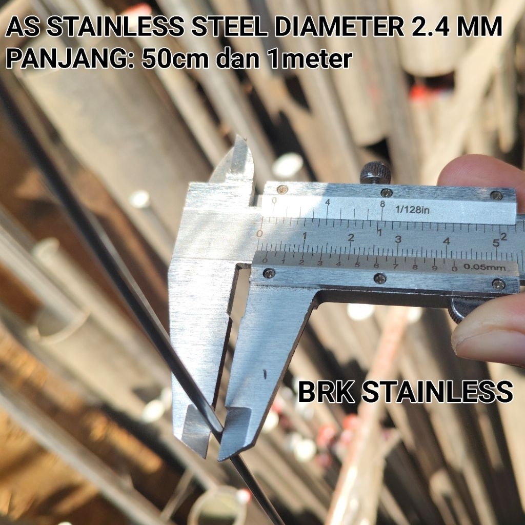 As Shaft Stainless Steel Diameter 2.4mm Panjang 50cm dan 100cm