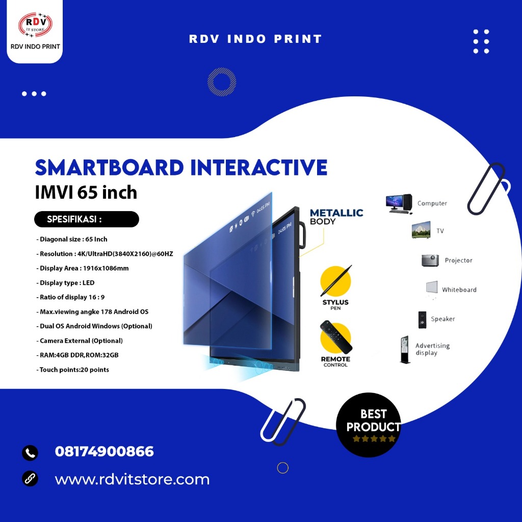 Smartboard Interactive Flat Panel 65 Inch OS Windows