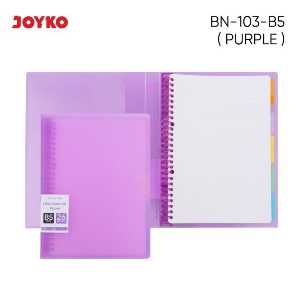 

JOYKO BINDER NOTE B5 BN-103 ULTRA SMOOTH /BINDER POLOS PASTEL B5 26 RING /BUKU KULIAH B5 26 RING