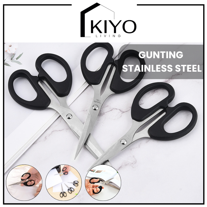 

KIYO Gunting Serbaguna Kertas Kain Plastik Dapur Daun Benang Emigo Besar Sedang Kecil Multifungsi Gagang Hitam Bahan Stainless Steel