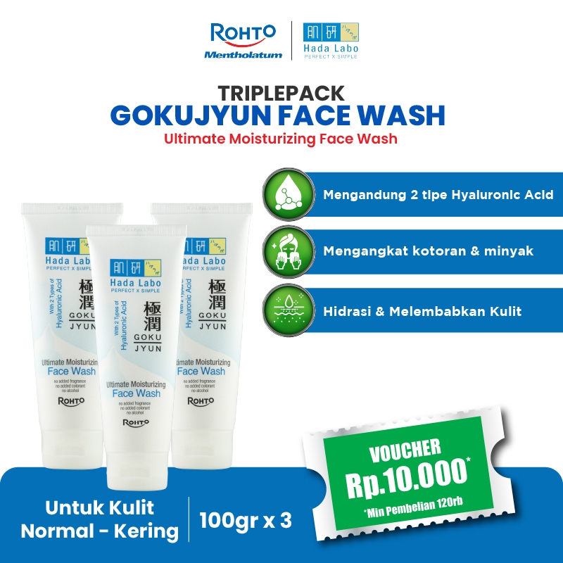 [Triple Pack] 3X Hada Labo Gokujyun Ultimate Moisturizing Face Wash 100g