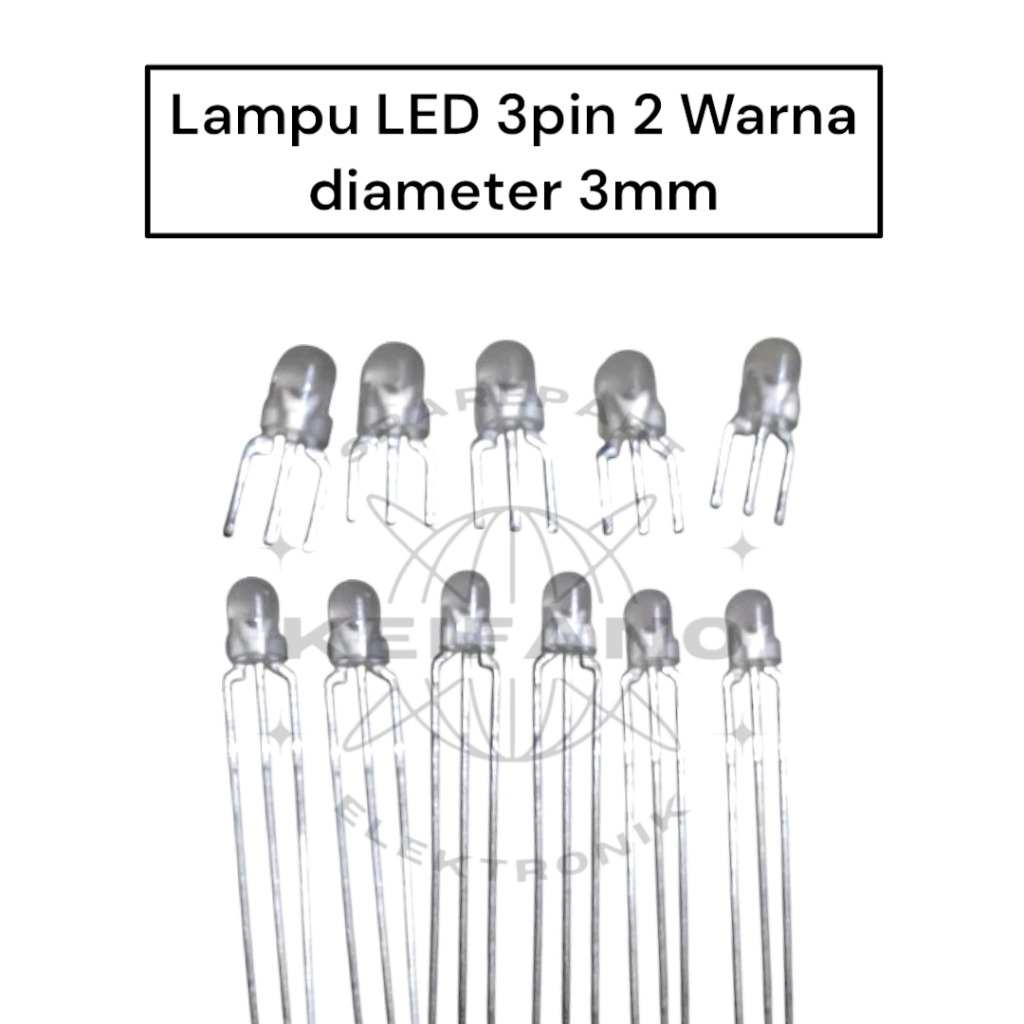 Lampu LED 3pin 2 Warna diameter 3mm Isi 5pcs