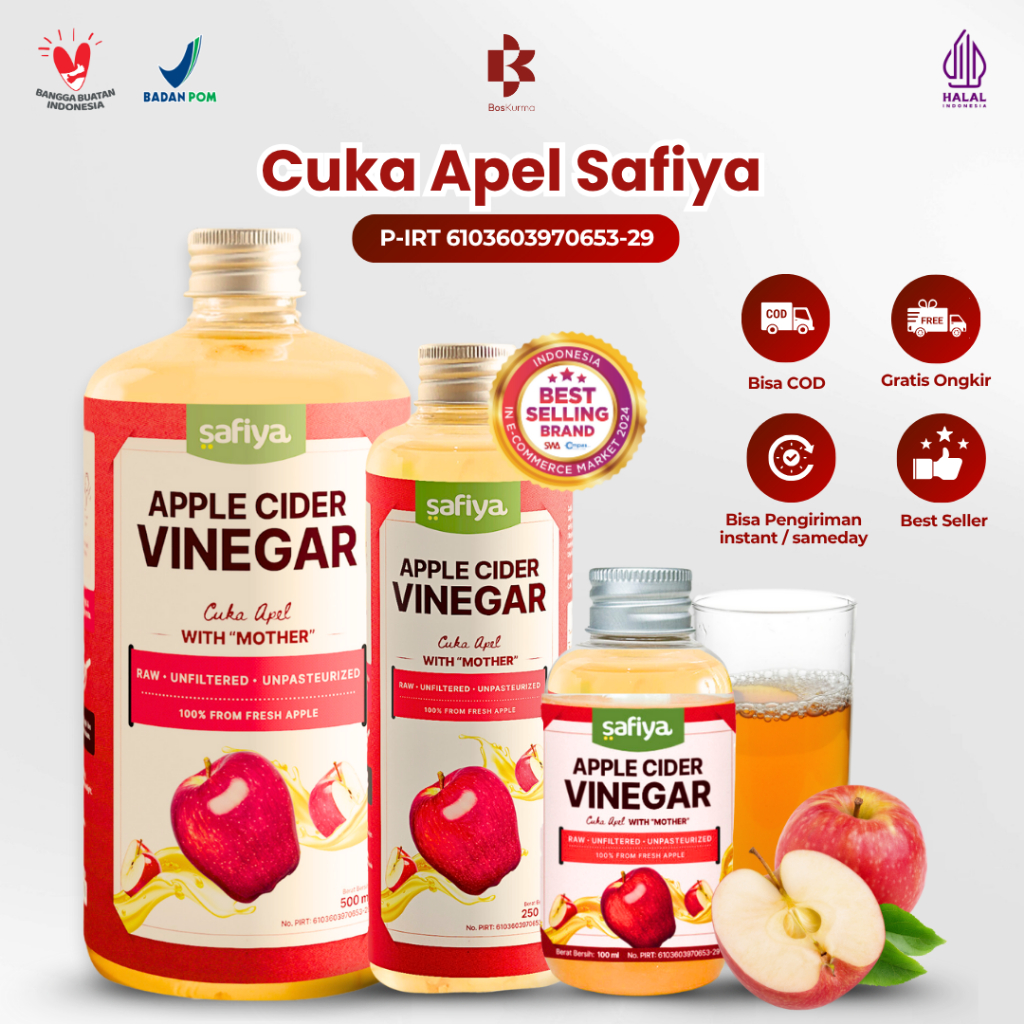 

Cuka Apel Safiya 500 ml Asli - Apple Cider Vinegar With The Mother Original