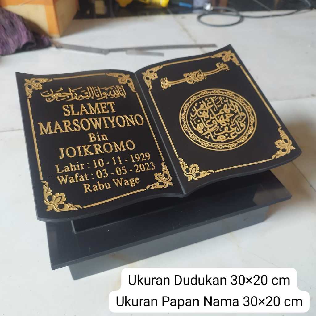 BATU NISAN + FOTO, NISAN GRANIT MODEL BUKU ( GRATIS PACKING KAYU )