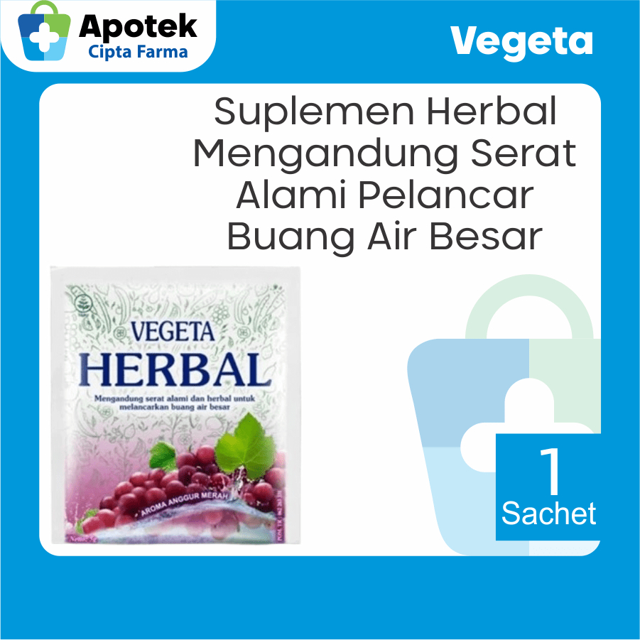 

Vegeta Herbal Sachet Rasa Anggur Merah Vegera Herbal untuk Diet Pelancar Bab Lancar Bab Melancarkan Bab