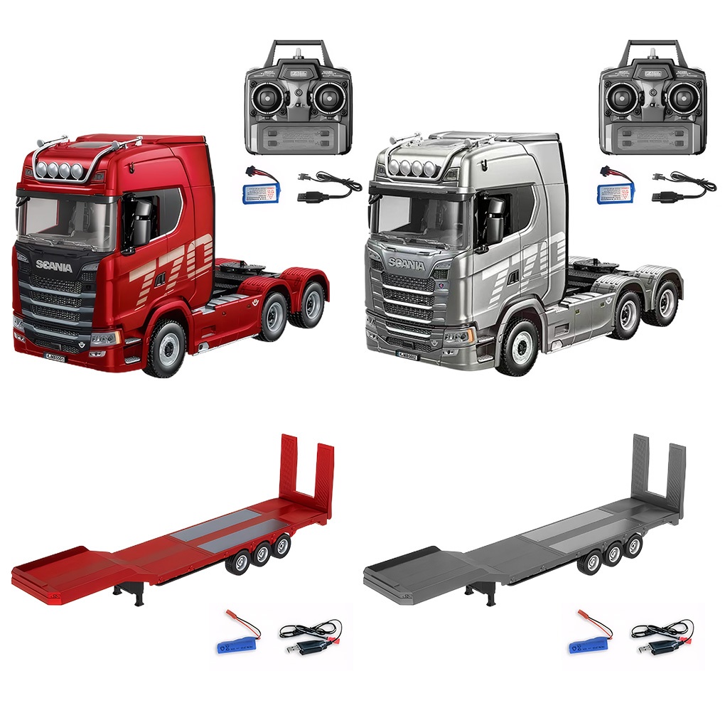 HUINA 1501 rc truck SCANIA 770S 4WD 1:18 full propo diecast metal alloy truck trailer flatbed 1502