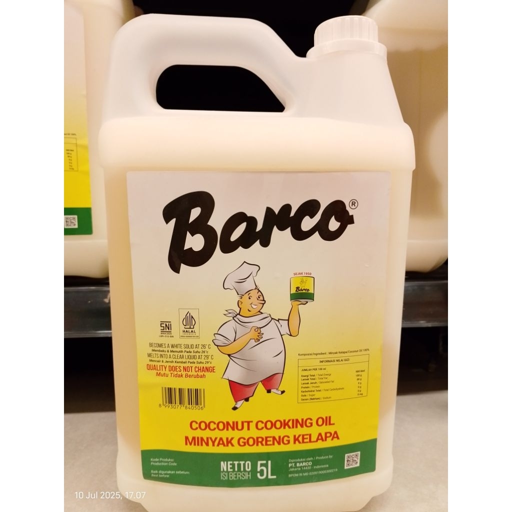 

Barco Coconut Oil 5 L Jerigen, Minyak kelapa