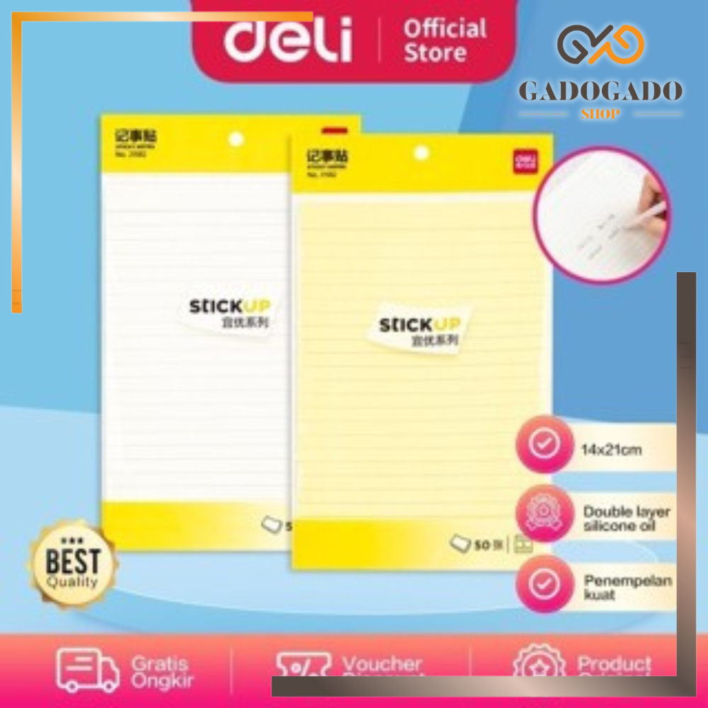 

GGS DELI043 Sticky Notes / Memo Tempel Bergaris 50 lembar 20cm Lem Kuat 21582 Y1683
