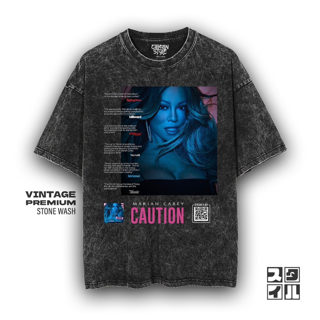Caption'Style Baju Band MARIAH CAREY Kaos Stonewash | Kaos Oversize Wanita | Kaos Pria | Kaos Keren 